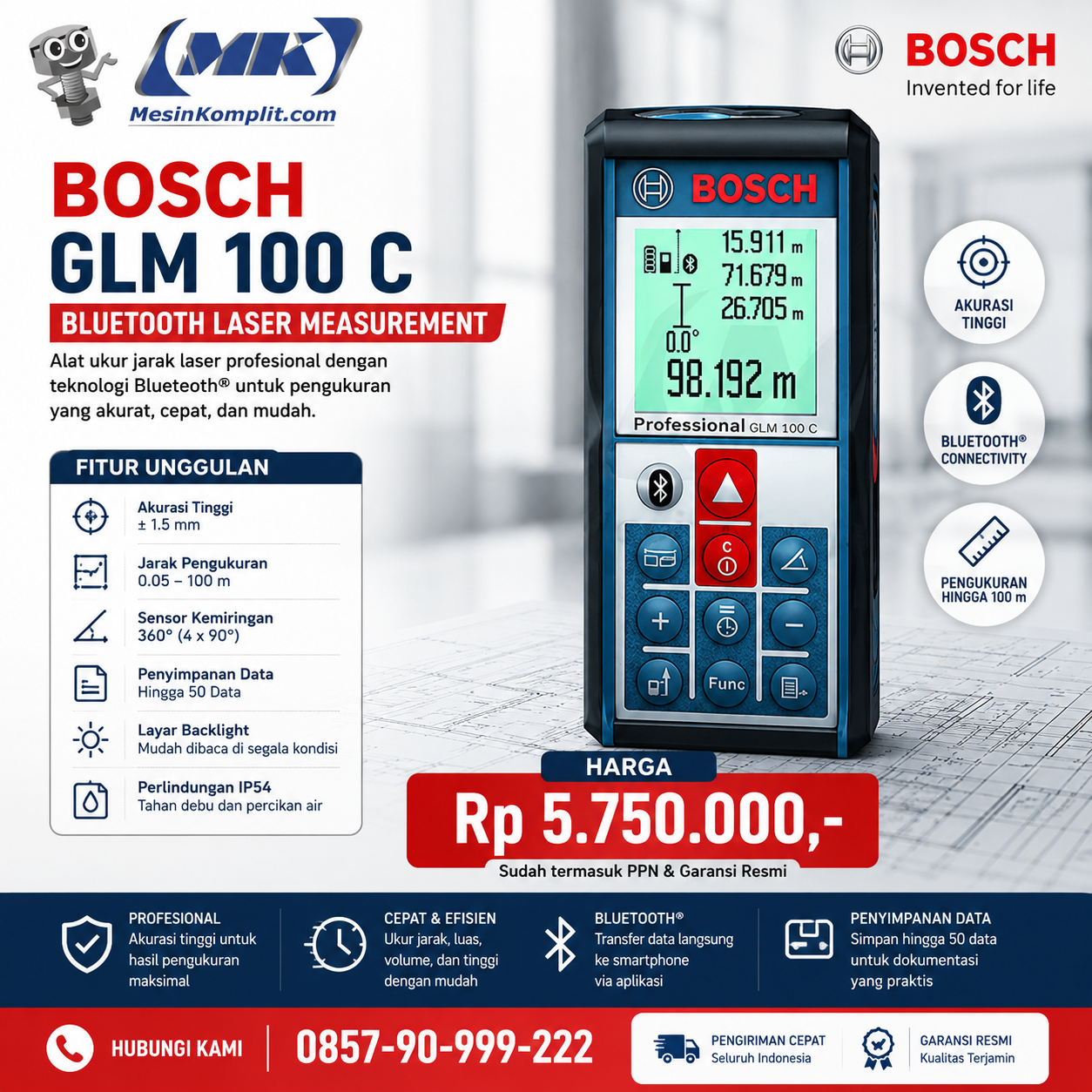 Meteran Laser Bosch 100m ...